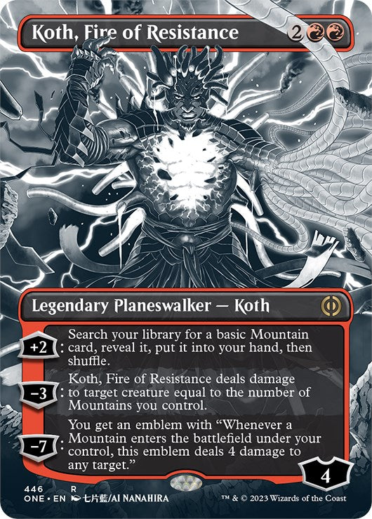 Koth, Fire of Resistance (Borderless Manga Step-and-Compleat Foil) [Phyrexia: All Will Be One] MTG Single Magic: The Gathering    | Red Claw Gaming