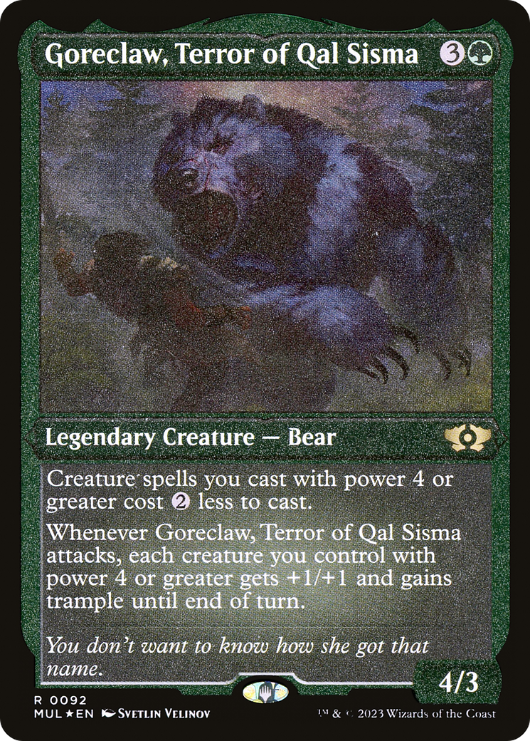 Goreclaw, Terror of Qal Sisma (Foil Etched) [Multiverse Legends] MTG Single Magic: The Gathering    | Red Claw Gaming