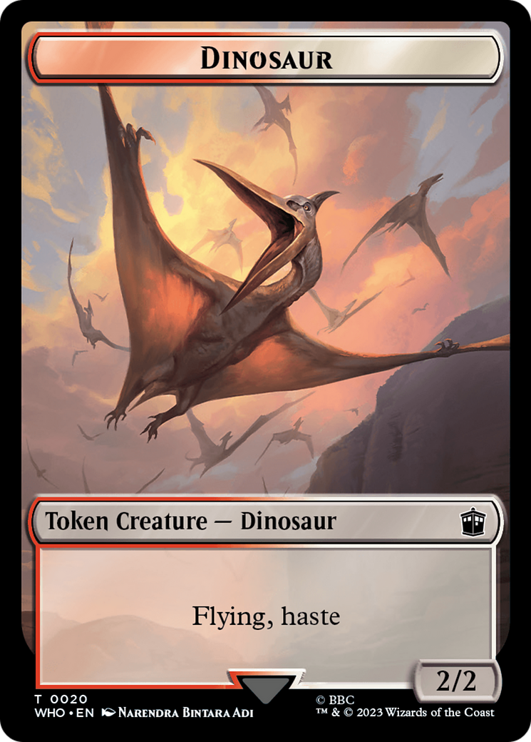 Soldier // Dinosaur Double-Sided Token [Doctor Who Tokens] MTG Single Magic: The Gathering    | Red Claw Gaming