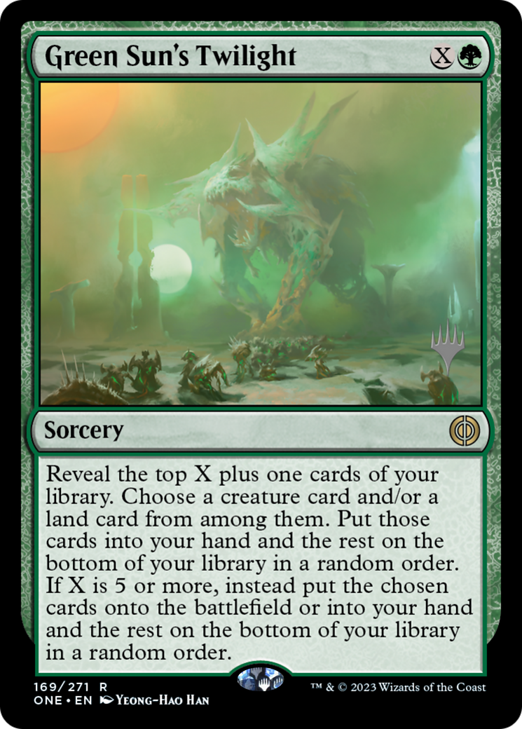 Green Sun's Twilight (Promo Pack) [Phyrexia: All Will Be One Promos] MTG Single Magic: The Gathering    | Red Claw Gaming