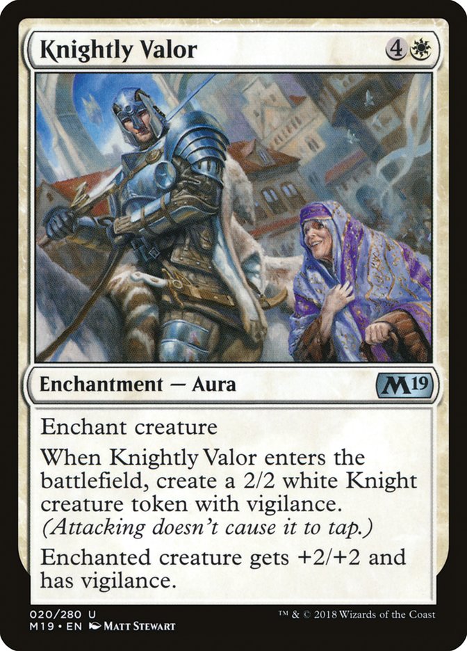 Knightly Valor [Core Set 2019] MTG Single Magic: The Gathering    | Red Claw Gaming