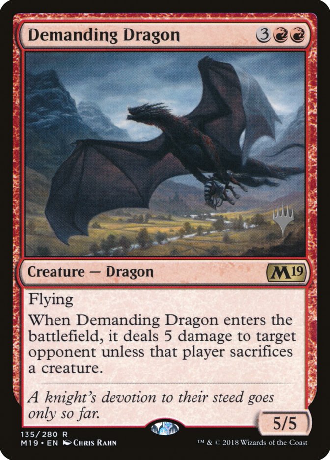 Demanding Dragon (Promo Pack) [Core Set 2019 Promos] MTG Single Magic: The Gathering    | Red Claw Gaming