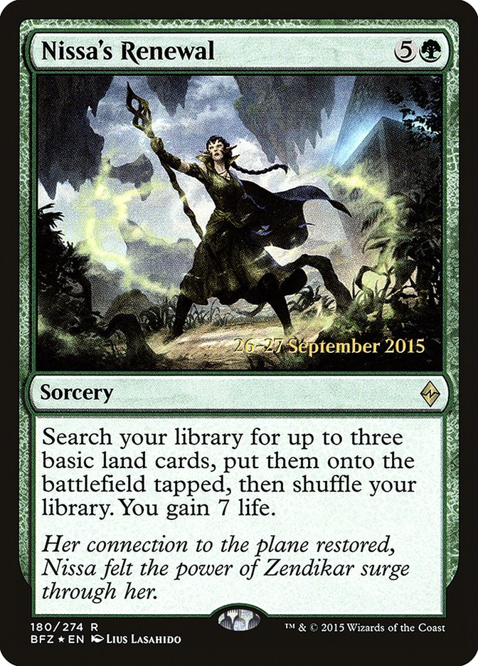 Nissa's Renewal [Battle for Zendikar Prerelease Promos] MTG Single Magic: The Gathering    | Red Claw Gaming