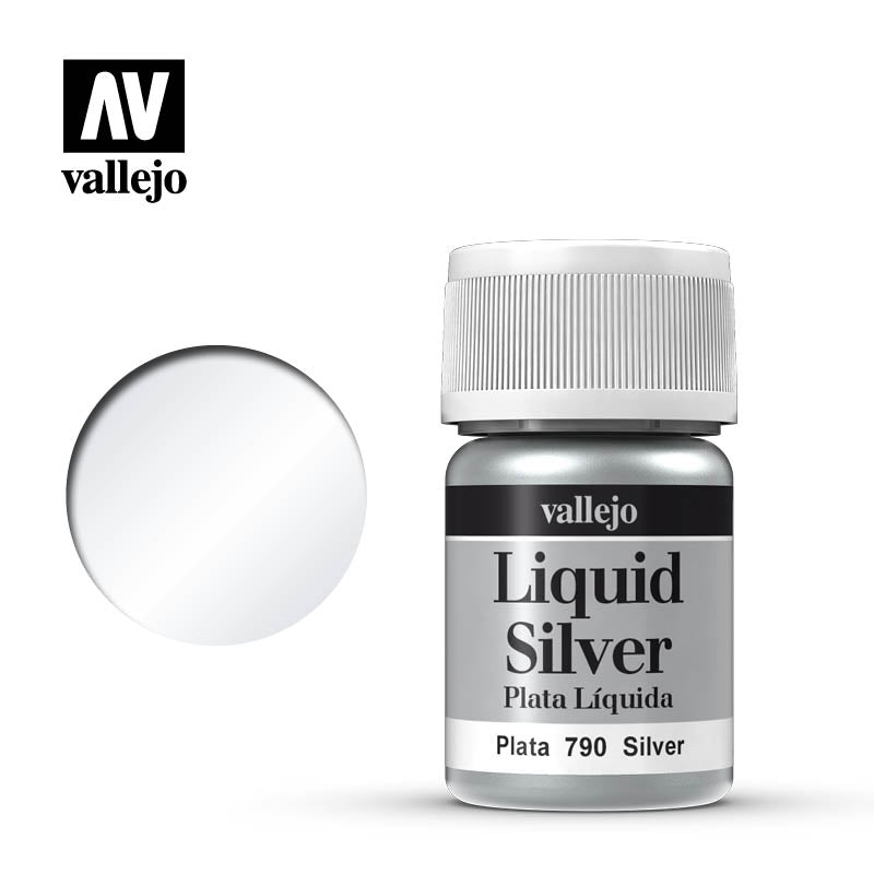 SILVER (ALCOHOL BASED) LIQUID SILVER - 35ML Vallejo Model Color Vallejo    | Red Claw Gaming