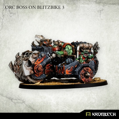 Orc Boss on Blitzbike 3 Minatures Kromlech    | Red Claw Gaming