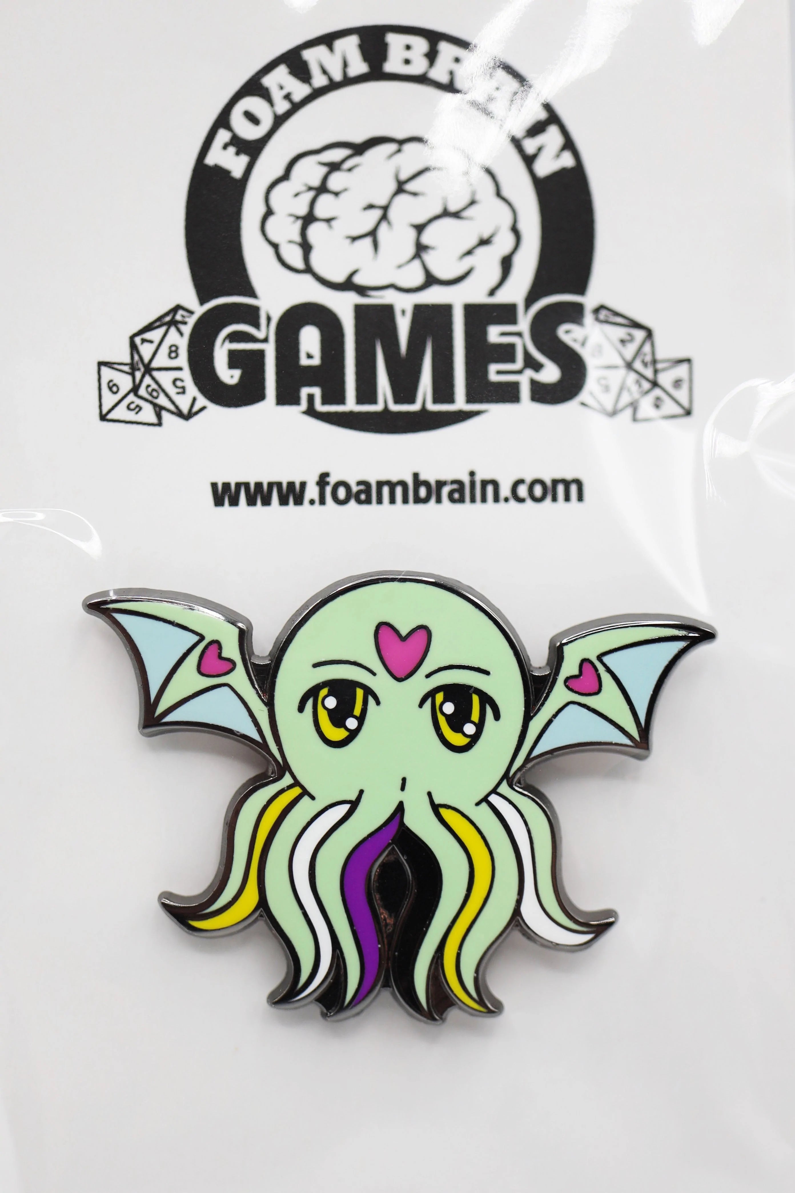 PRIDETHULHU PINS - Nonbinary Pins Foam Brain Games    | Red Claw Gaming