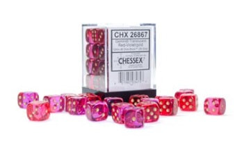 Gemini Translucent Red-Violet/gold 12mm D6 Dice Chessex    | Red Claw Gaming