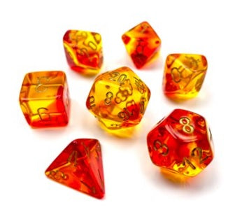 BOREALIS 7-DIE SET TRANSLUCENT RED-YELLOW/GOLD Dice Chessex    | Red Claw Gaming