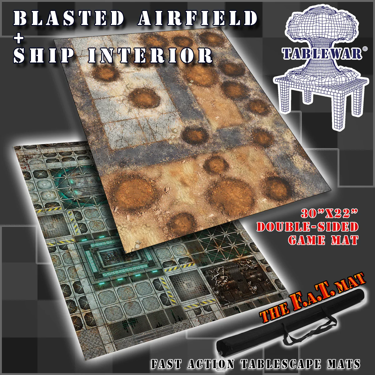 F.A.T. Mat, SHIP INTERIROR/BLASTED AIRFIELD 30"X22" Gaming Mat F.A.T. Mats    | Red Claw Gaming