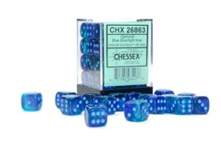 Gemini Blue-Blue/Light Blue 12mm D6 Dice Chessex    | Red Claw Gaming