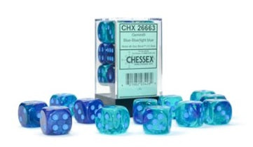 GEMINI BLUE-BLUE/LIGHT BLUE16mm D6 Dice Chessex    | Red Claw Gaming