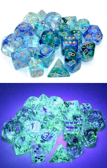 NEBULA 12D6 OCEANIC GOLD LUMINARY 16MM Dice Chessex    | Red Claw Gaming