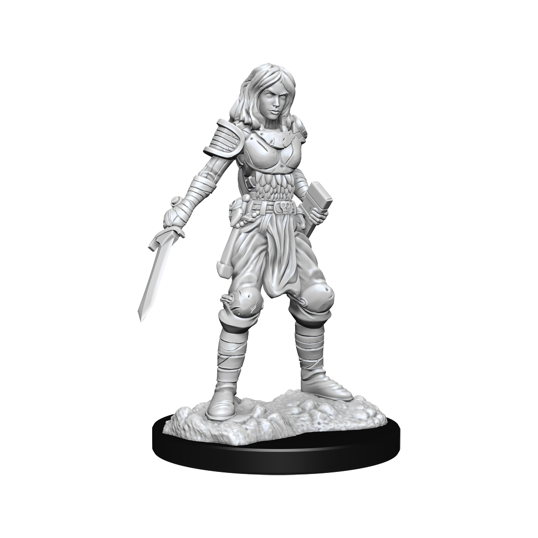 Pathfinder Deep Cuts Unpainted Miniatures: Female Human Fighter Minatures Wizkids Games    | Red Claw Gaming