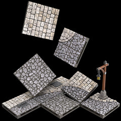 WARLOCK DUNGEON TILES: TOWN/VILLAGE - TOWN SQUARE Minatures Wizkids Games    | Red Claw Gaming