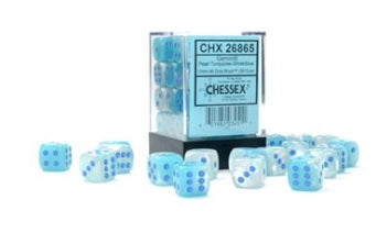 Gemini PEARL TURQUOISE WHITE/BLUE 12mm D6 Dice Chessex    | Red Claw Gaming