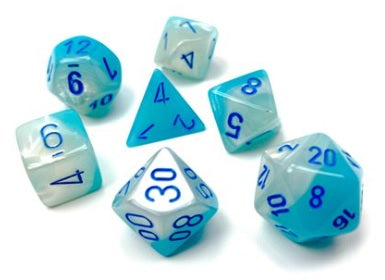 Gemini PEARL TURQUOISE WHITE/BLUE 7 DIE SET Dice Chessex    | Red Claw Gaming