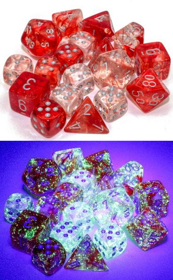 NEBULA 36D6 RED/SILVER LUMINARY 12MM Dice Chessex    | Red Claw Gaming