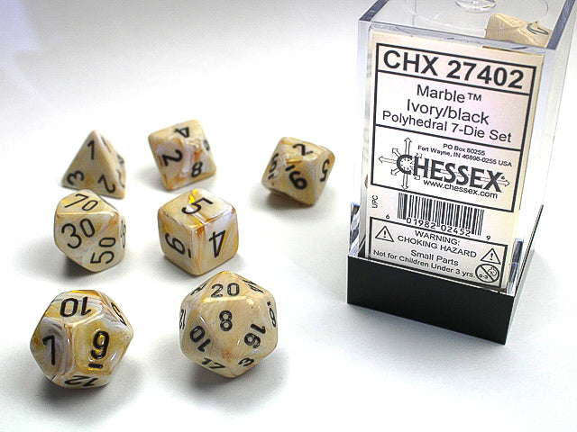 MARBLE 7-Die Set Dice Chessex    | Red Claw Gaming