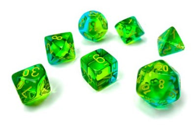 Gemini TRANSLUCENT GREEN-TEAL/YELLOW 7 DIE SET Dice Chessex    | Red Claw Gaming