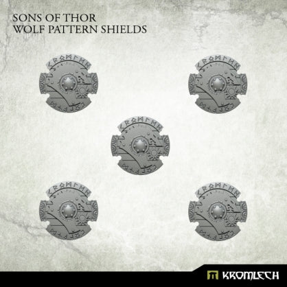 Sons of Thor: Wolf Pattern Shields (5) Minatures Kromlech    | Red Claw Gaming